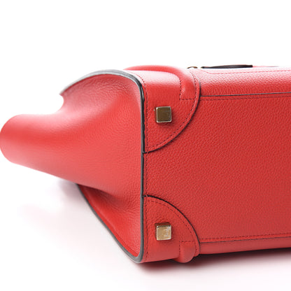 Celine Drummed Calfskin Micro Luggage Red 7 of 9