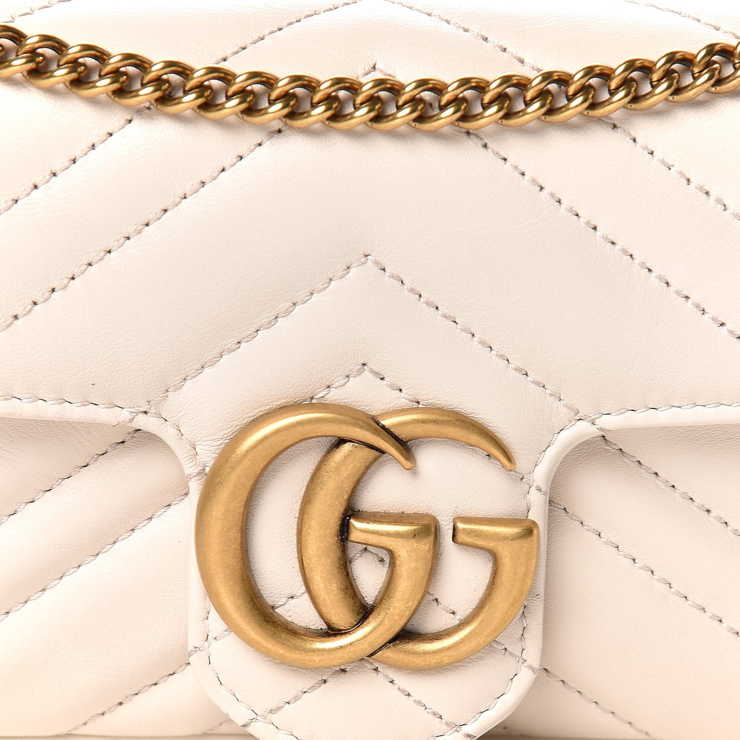 Calfskin Matelasse Super Mini GG Marmont Shoulder Bag White