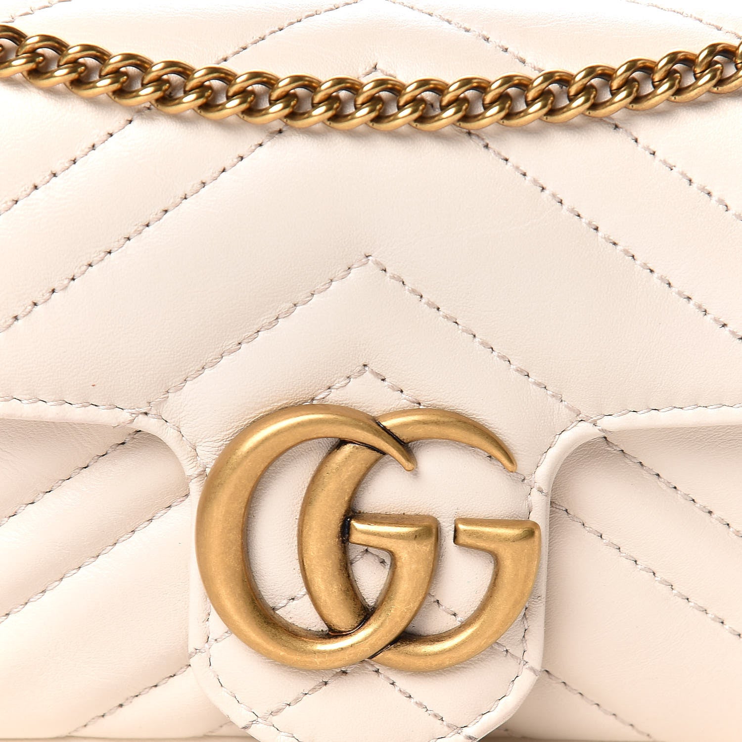 Gucci Calfskin Matelasse Super Mini GG Marmont Shoulder Bag White 11 of 12