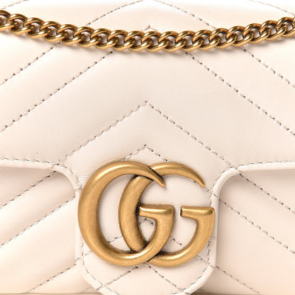 Gucci Calfskin Matelasse Super Mini GG Marmont Shoulder Bag White 11 of 12