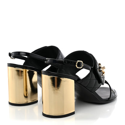 Chanel Patent Quilted CC Turnlock Sandals 40 Black 6 of 12