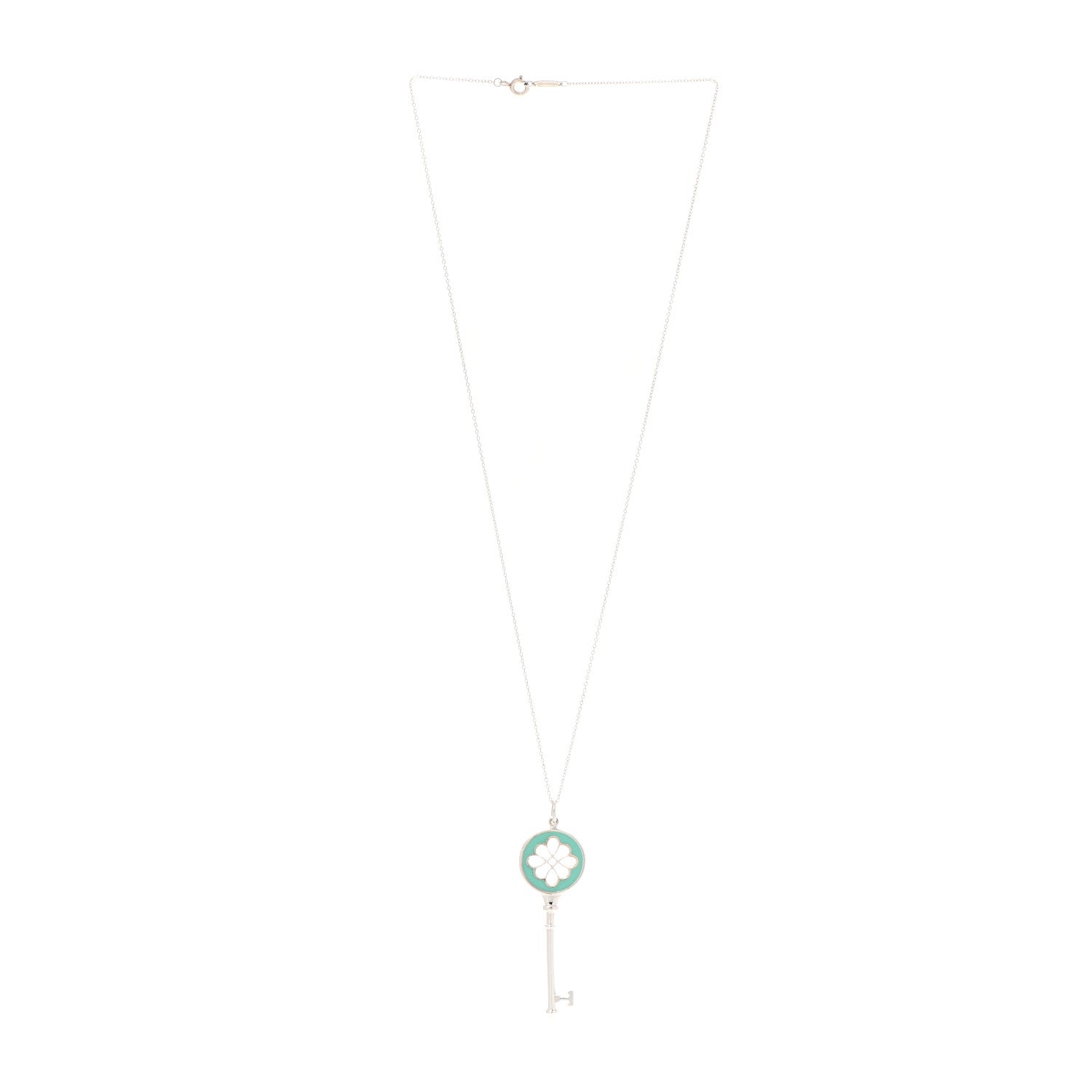 Tiffany Sterling Silver Enamel Knot Key Pendant Necklace Blue 3 of 7