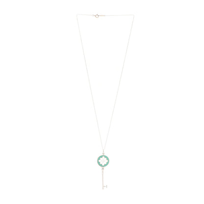 Tiffany Sterling Silver Enamel Knot Key Pendant Necklace Blue 3 of 7