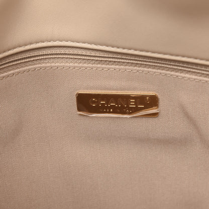 Chanel Lambskin Quilted Maxi Chanel 19 Flap Light Beige 6 of 12
