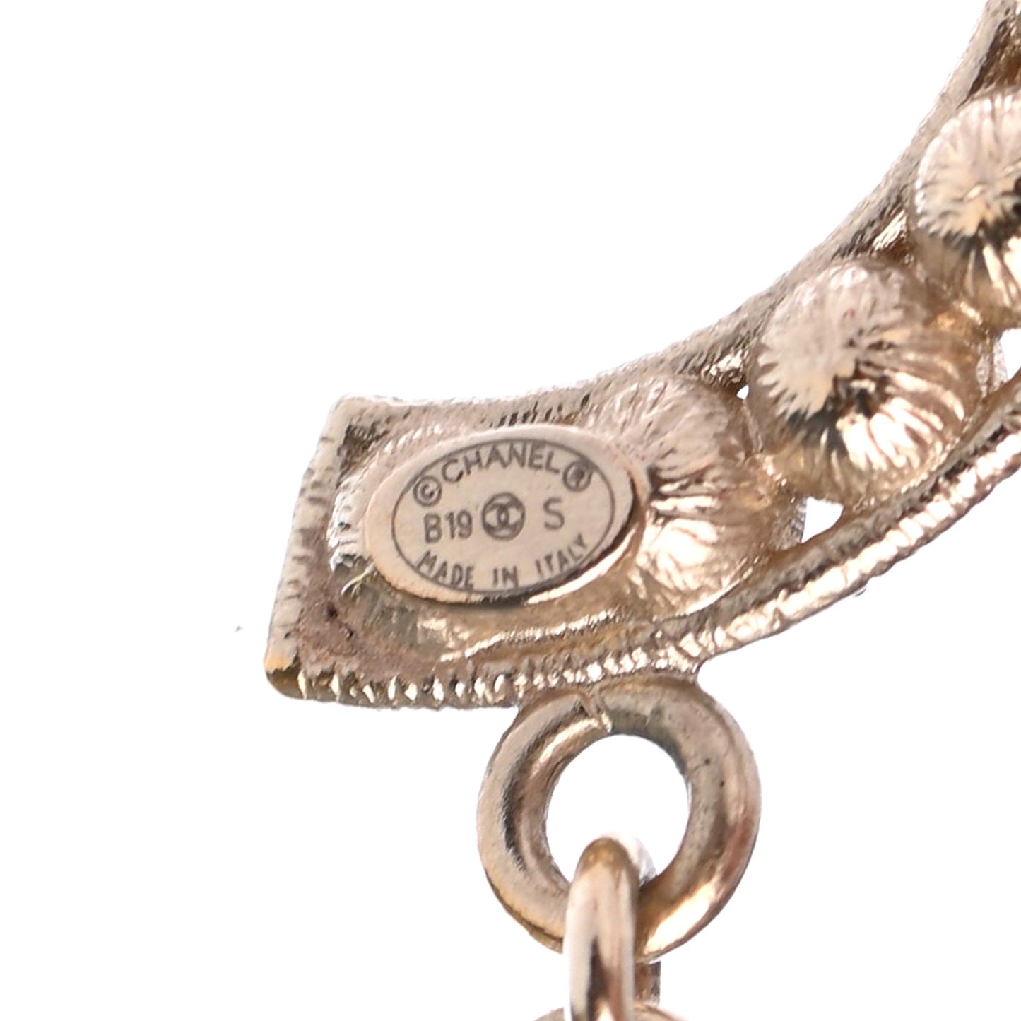 Crystal Cha-Nel Logo Drop Earrings Gold