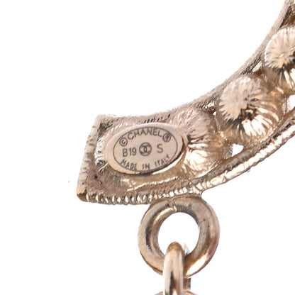 Chanel Crystal Cha-Nel Logo Drop Earrings Gold 4 of 5