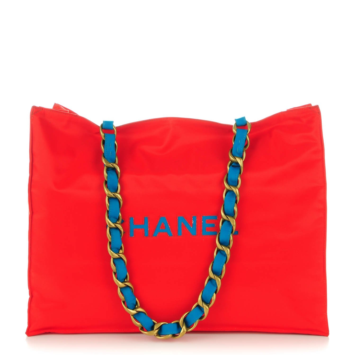 Chanel Canvas Chain Jumbo CC Tote Red Blue 1 of 9
