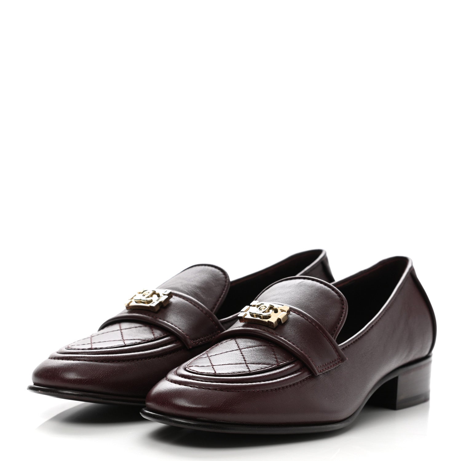 Chanel Lambskin Quilted Boy Loafers 37 Burgundy 3 of 8