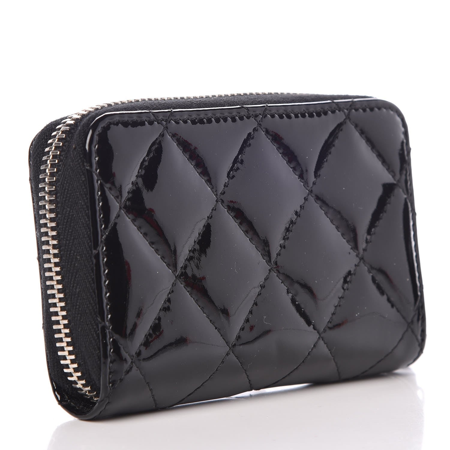 Chanel Patent Calfskin Quilted Zip Coin Purse Black 3 of 10