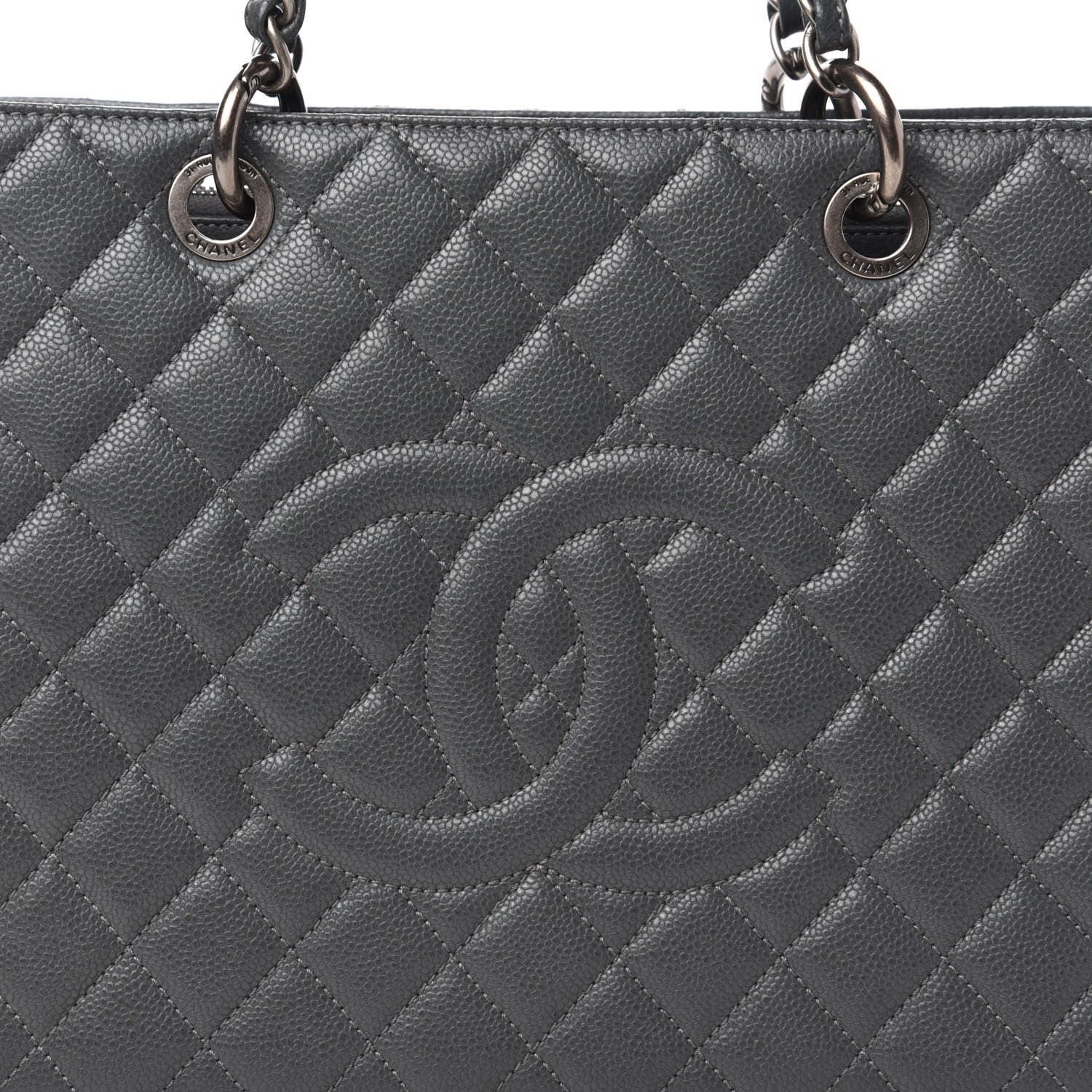 Chanel Caviar Quilted Grand Shopping Tote GST Dark Grey 9 of 9