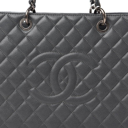 Chanel Caviar Quilted Grand Shopping Tote GST Dark Grey 9 of 9
