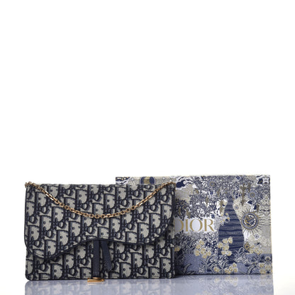 Christian Dior Oblique Saddle Chain Pouch Blue 9 of 10