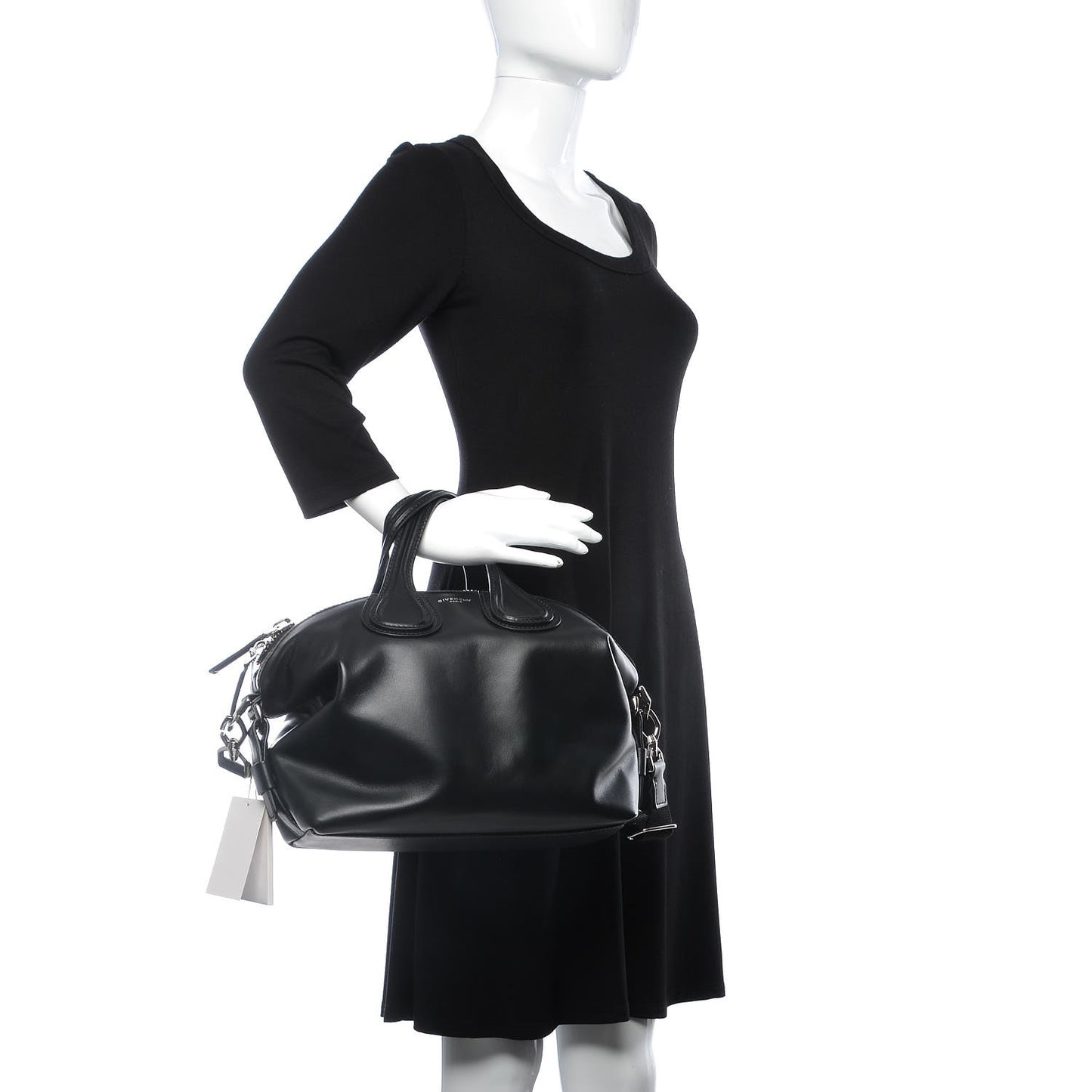 Waxed Calfskin Small Nightingale Logo Strap Black
