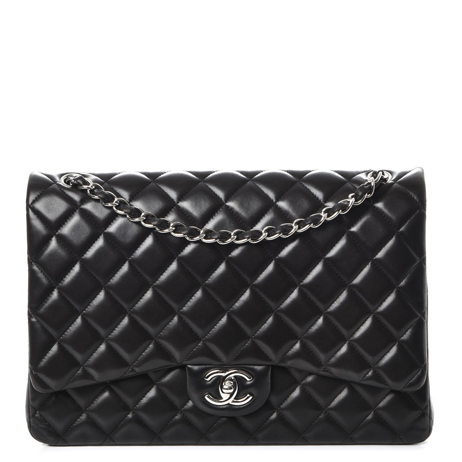 Chanel Lambskin Quilted Maxi Double Flap Black 1 of 8