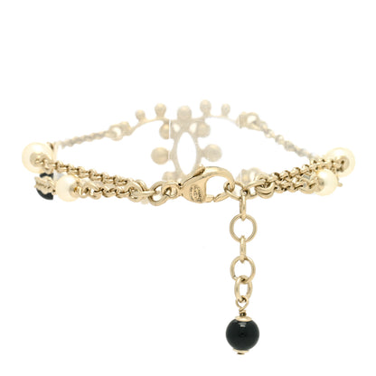 Chanel Crystal Enamel Pearl CC Bracelet Black Gold 2 of 3