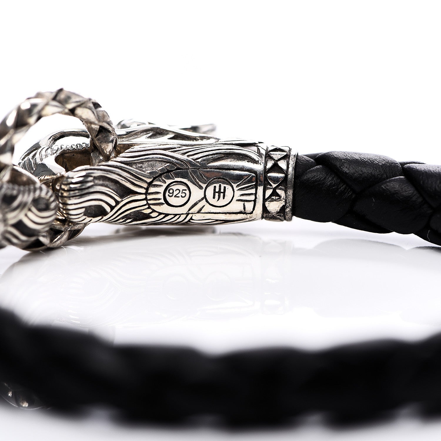 John Hardy Sterling Silver Leather Naga Dragon Legend Bracelet Black 3 of 3