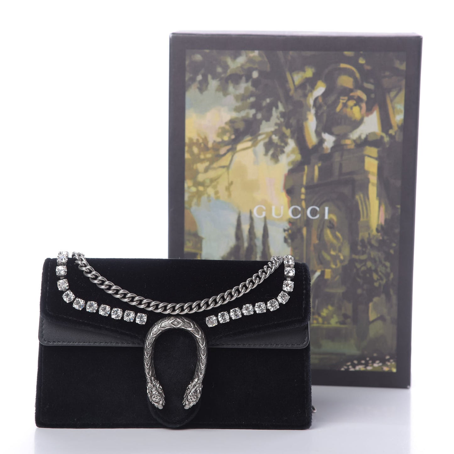Velvet Crystal Super Mini Dionysus Shoulder Bag Black
