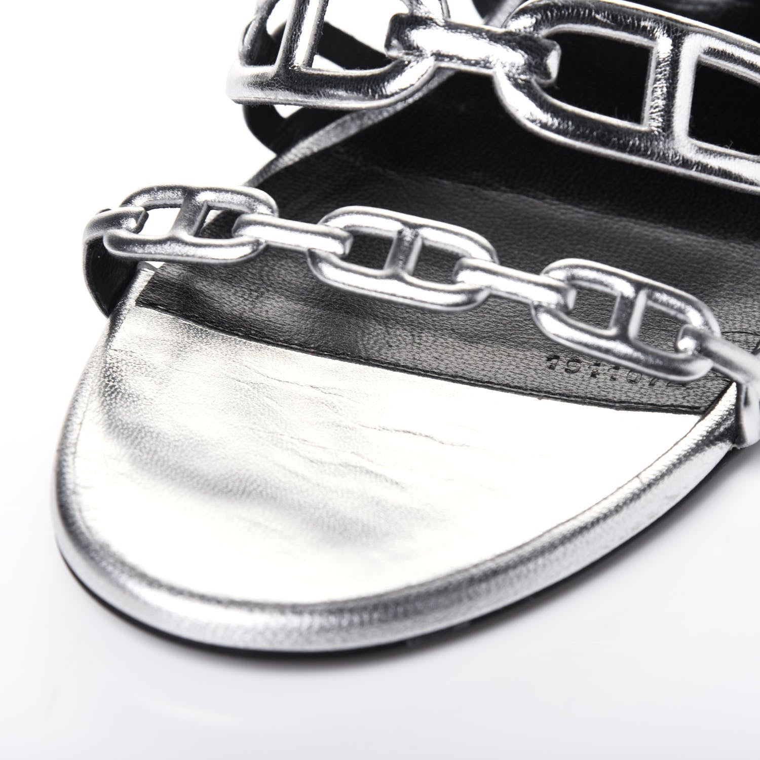 Hermes Metallic Calfskin Tandem Sandals 38 Gris Argente 8 of 13