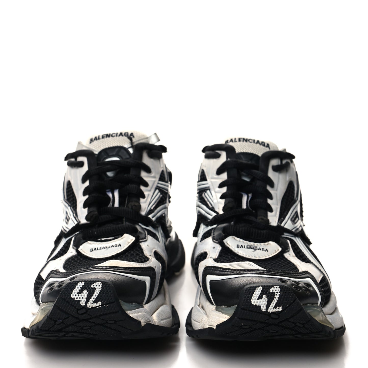 Mesh Rubber Bi-Color Womens Runner Sneakers 42 White Black