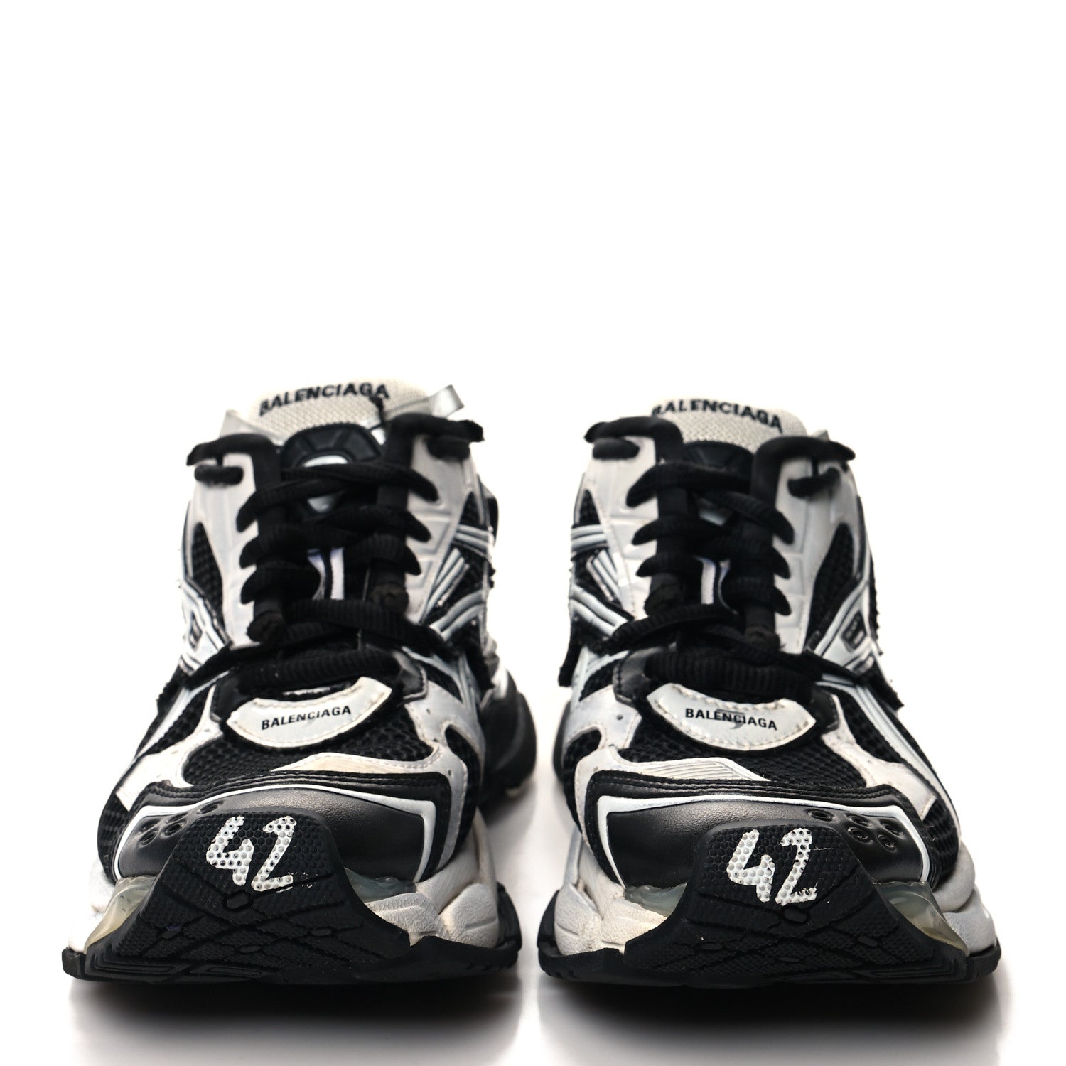 Balenciaga Mesh Rubber Bi-Color Womens Runner Sneakers 42 White Black 2 of 11