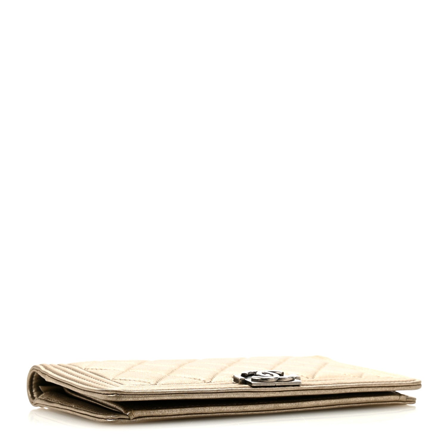 Chanel Metallic Lambskin Quilted Boy Yen Wallet Gold 4 of 10