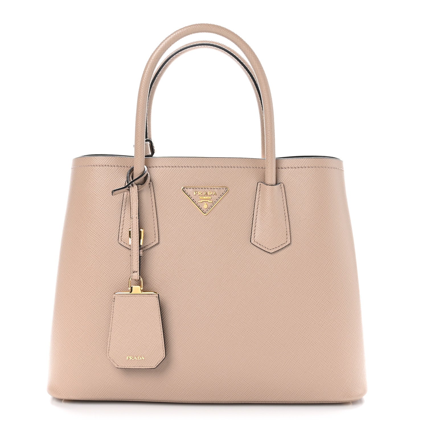 Prada Saffiano Cuir Medium Double Bag Cammeo Black 1 of 10