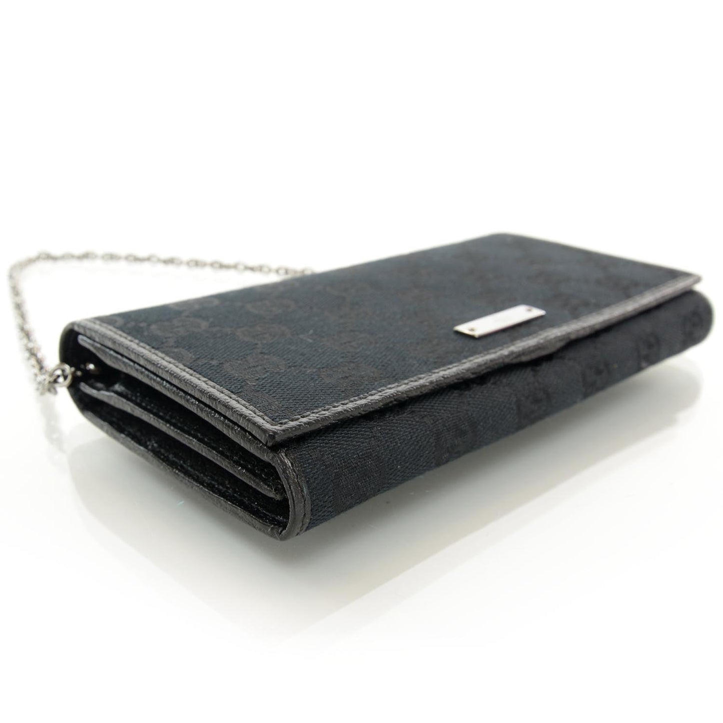 Monogram Metal Bar Chain Wallet Black