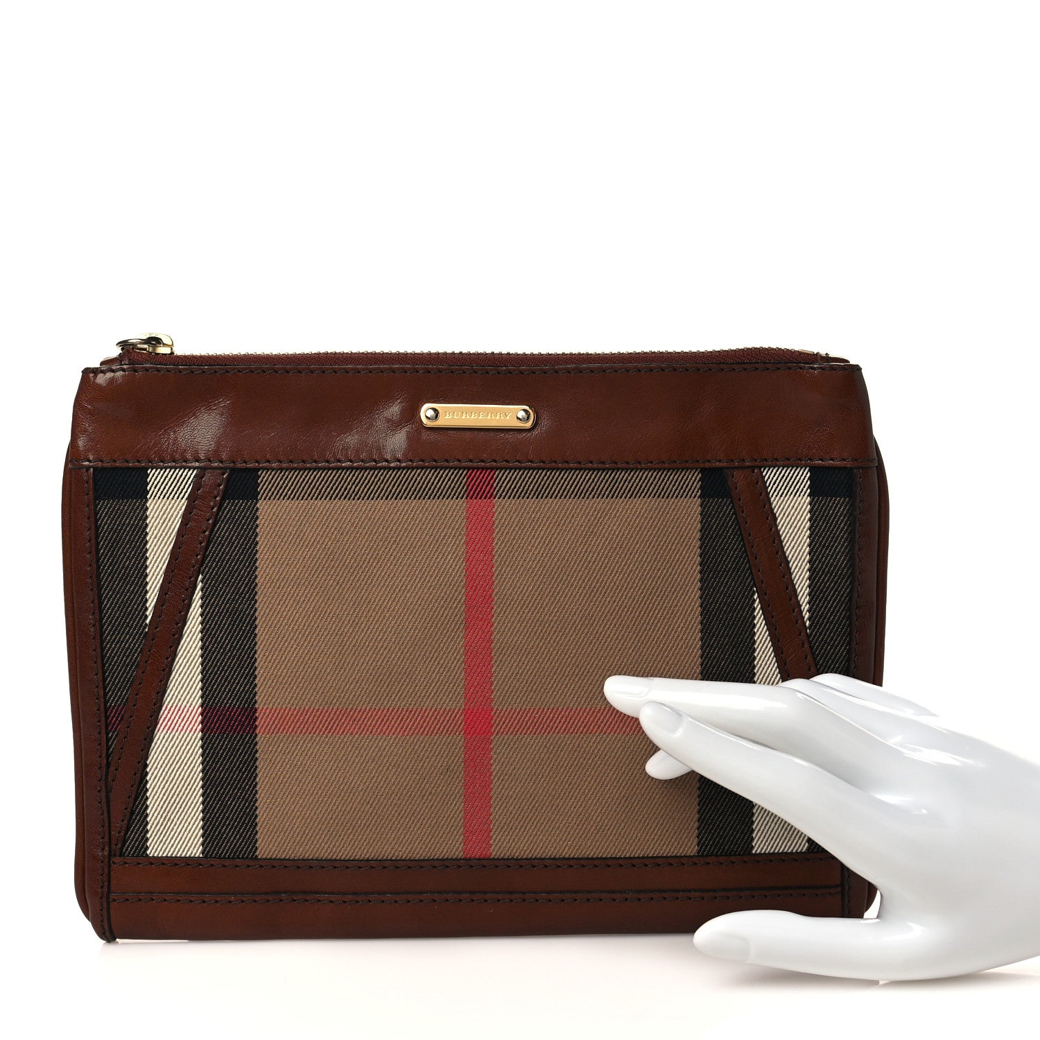Burberry Canvas House Check Wristlet Pouch Tan 2 of 6