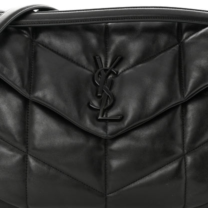 Saint Laurent Lambskin Quilted Monogram Monochrome Medium Loulou Puffer Chain Satchel Black 8 of 11