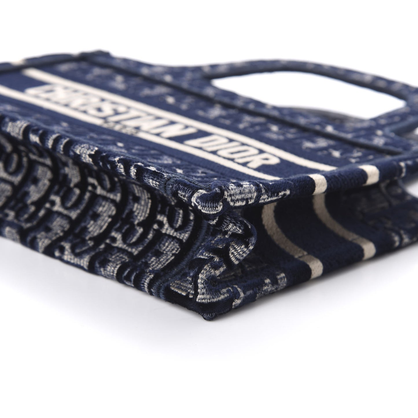 Velvet Oblique Embroidered Mini Book Tote Blue