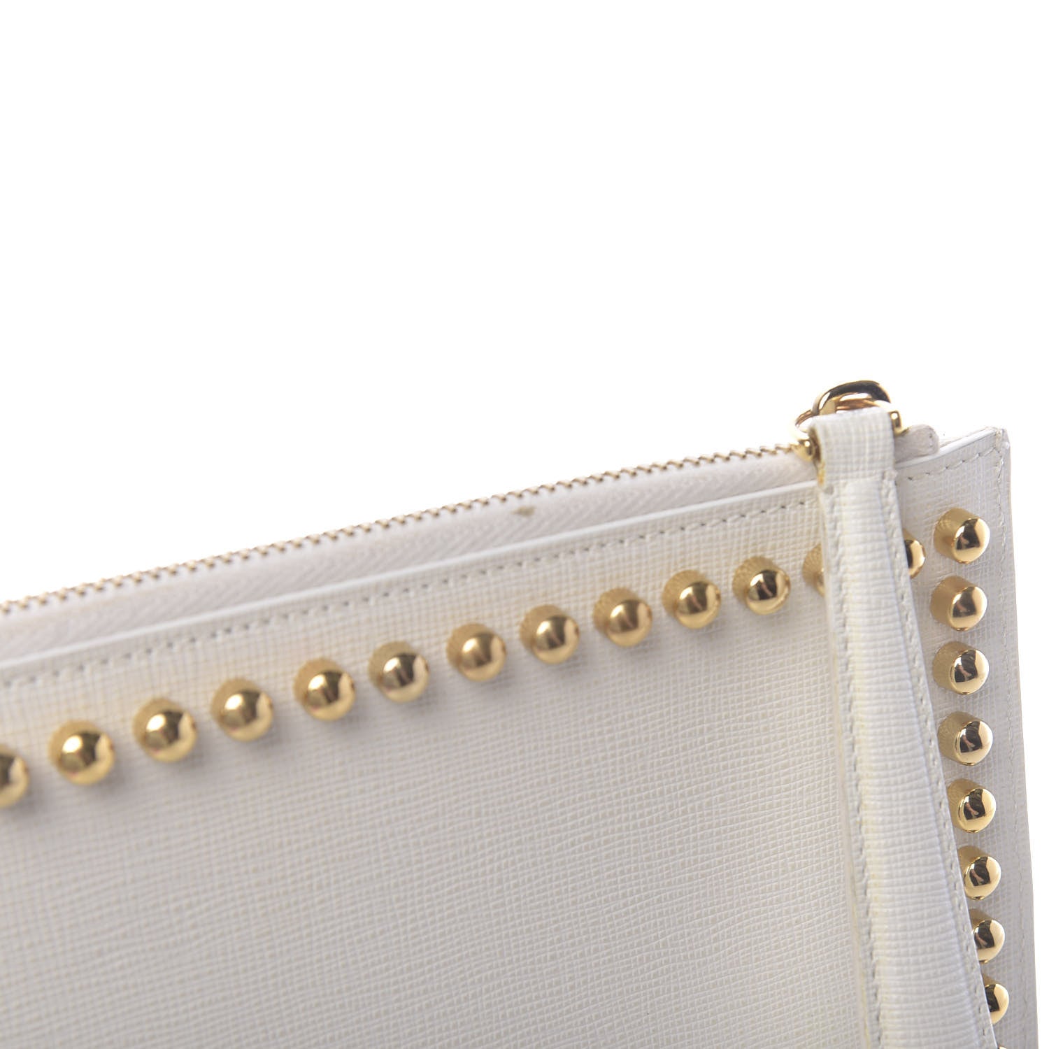 Fendi Vitello Elite Mink Fur Studded Karlito Zip Around Pouch White 10 of 11