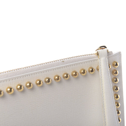 Fendi Vitello Elite Mink Fur Studded Karlito Zip Around Pouch White 10 of 11
