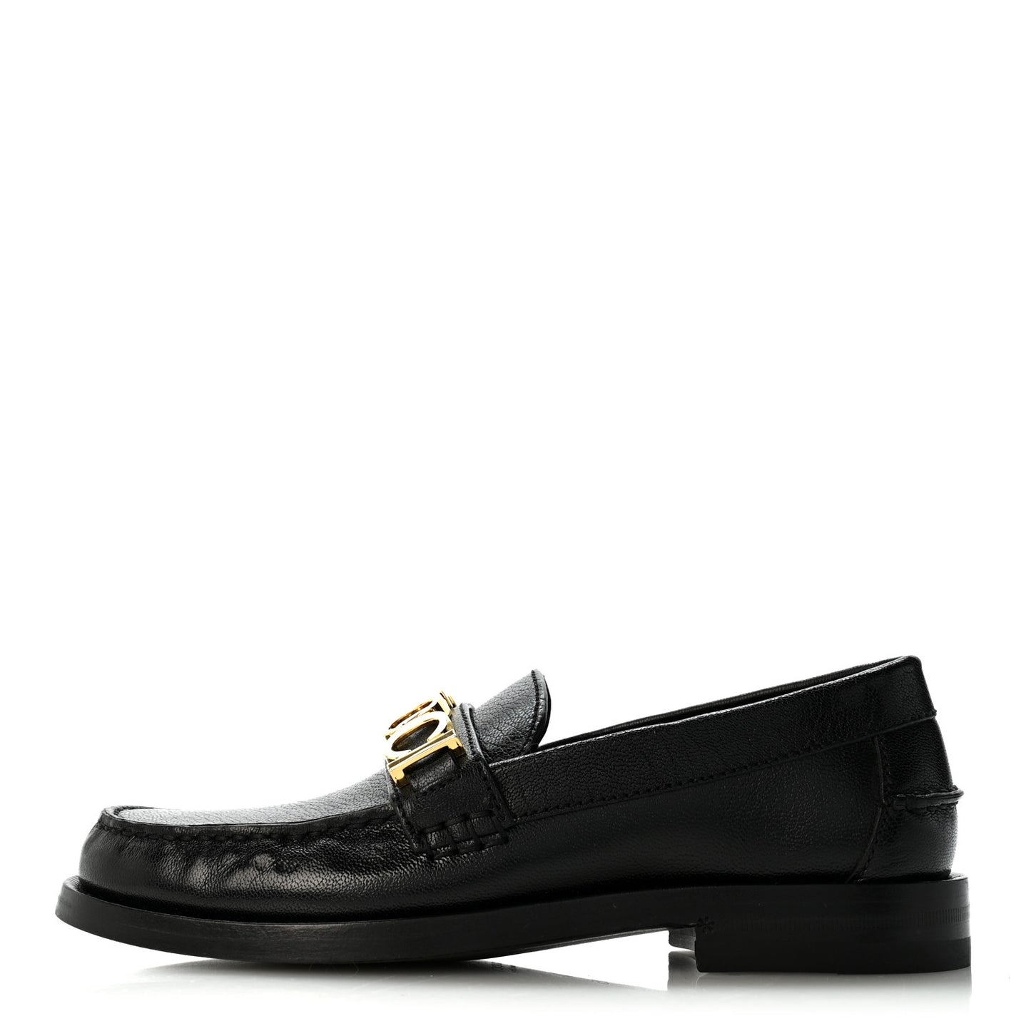 Goatskin Womens Logo 15mm Loafers 35 Black