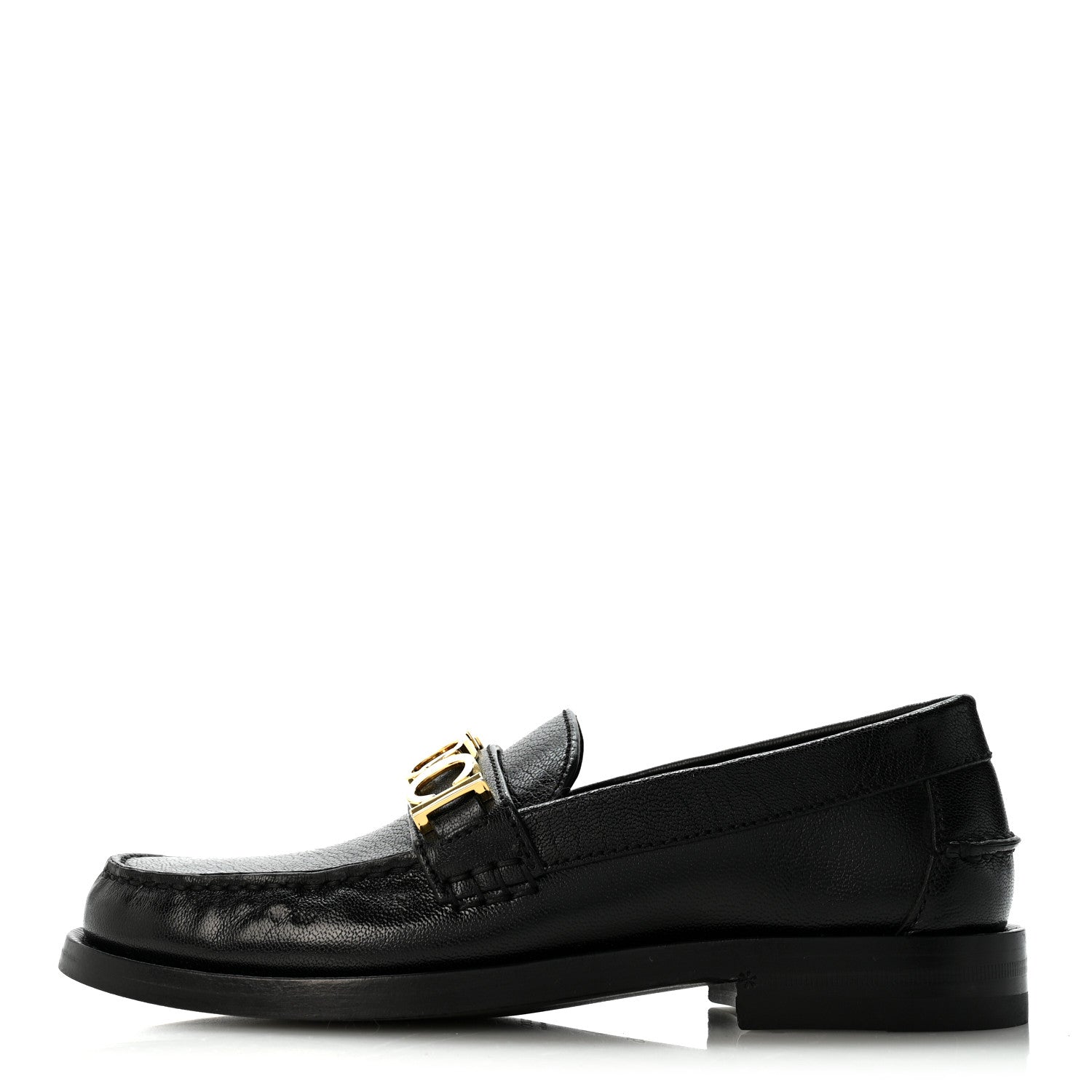 Gucci Goatskin Womens Logo 15mm Loafers 35 Black 1 of 12