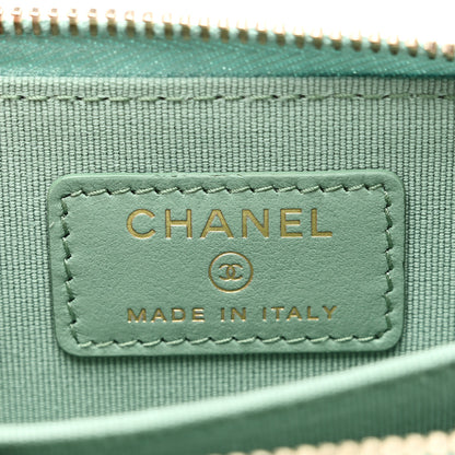 Chanel Caviar Quilted Zip Around Coin Purse Wallet Light Green 6 of 8