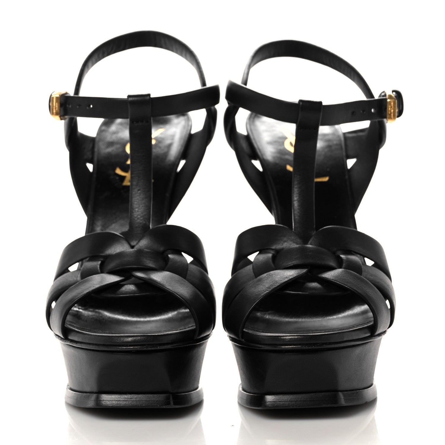 Saint Laurent Calfskin Tribute 105 Platform Sandals 36 Black 2 of 9