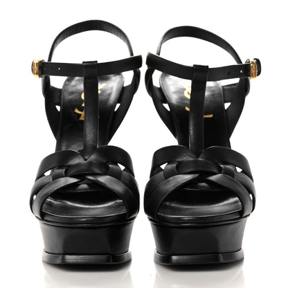 Saint Laurent Calfskin Tribute 105 Platform Sandals 36 Black 2 of 9