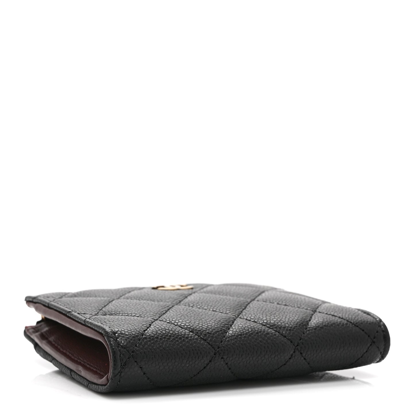 Caviar Quilted CC Zip Around Card Holder Wallet Black