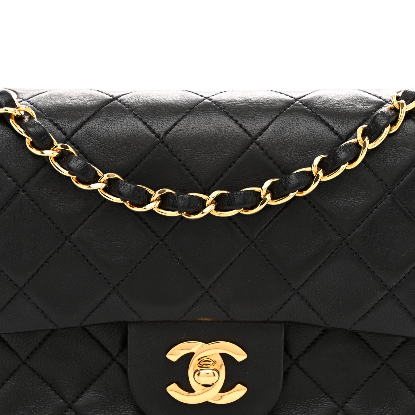 Lambskin Quilted Small Double Flap Black