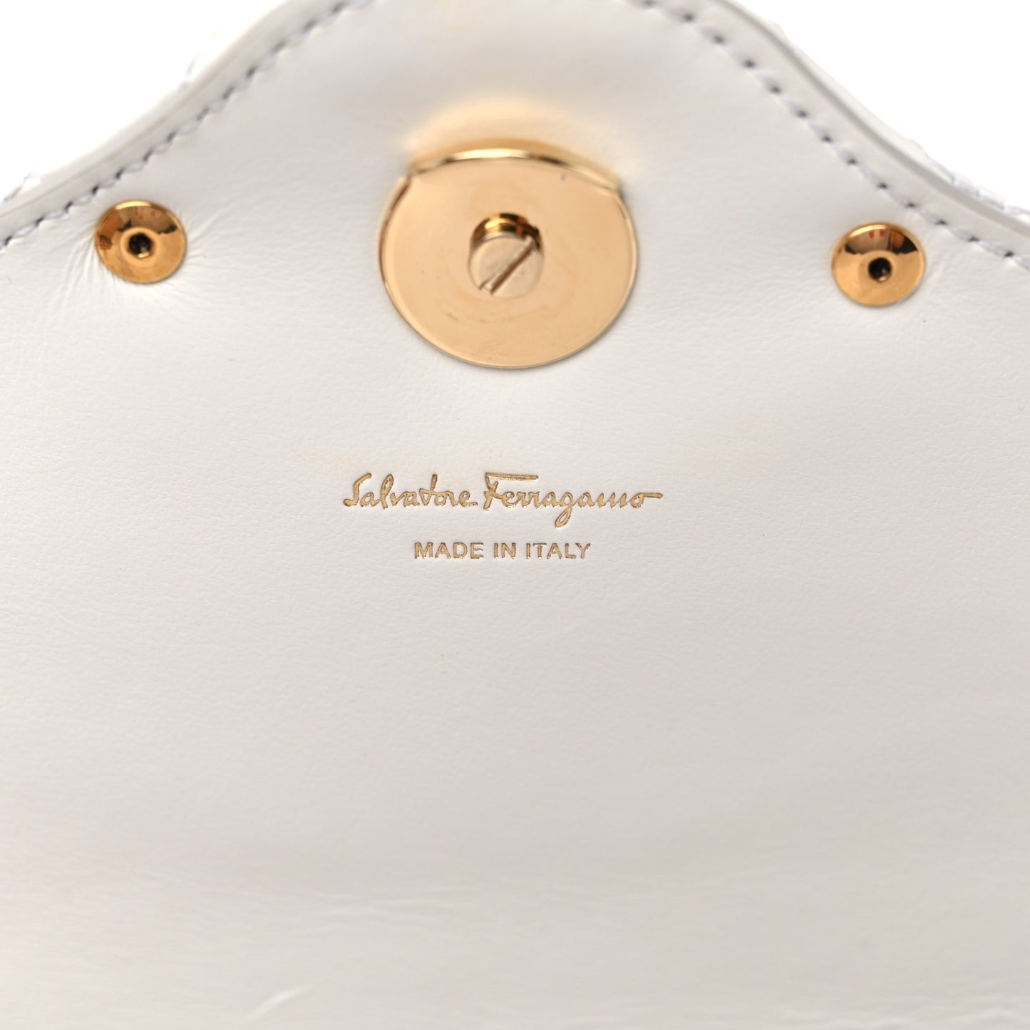 Calfskin Quilted Gancini Mini Bag White