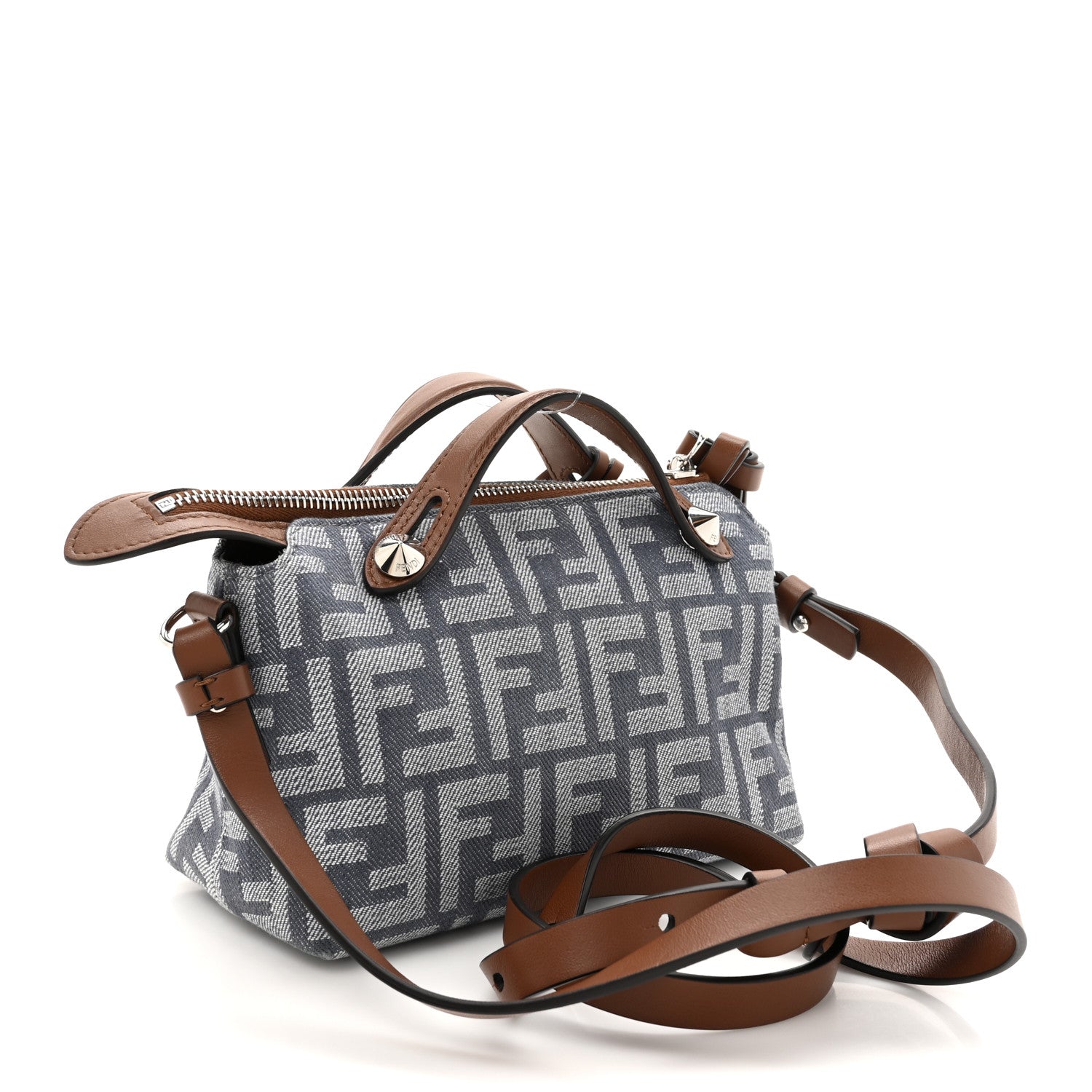 Fendi Denim Vitello Grace FF Mini By The Way Boston Bag  Blue 2 of 13