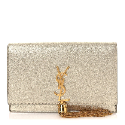 Saint Laurent Metallic Calfskin Classic Monogram Kate Tassel Chain Wallet Platine 1 of 14