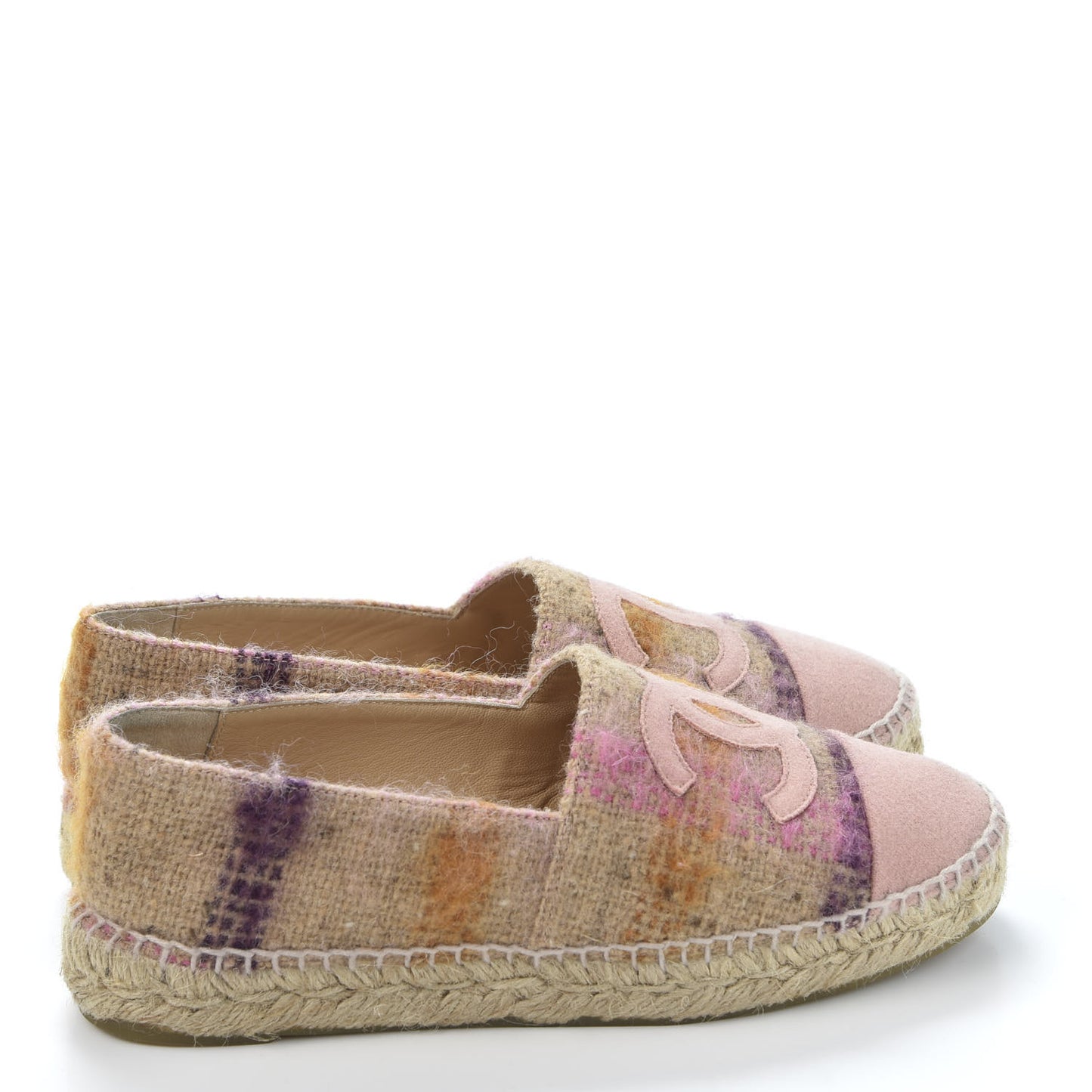 Tweed CC Espadrilles 37 Pink Multicolor