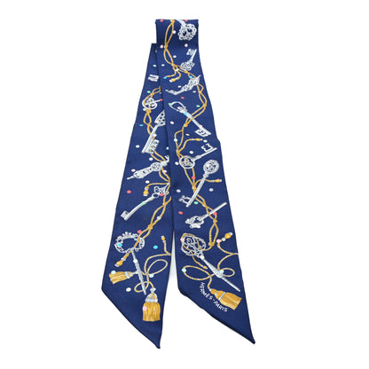 Hermes Silk Les Cles A Pois Twilly Marine Gris Argent 2 of 3
