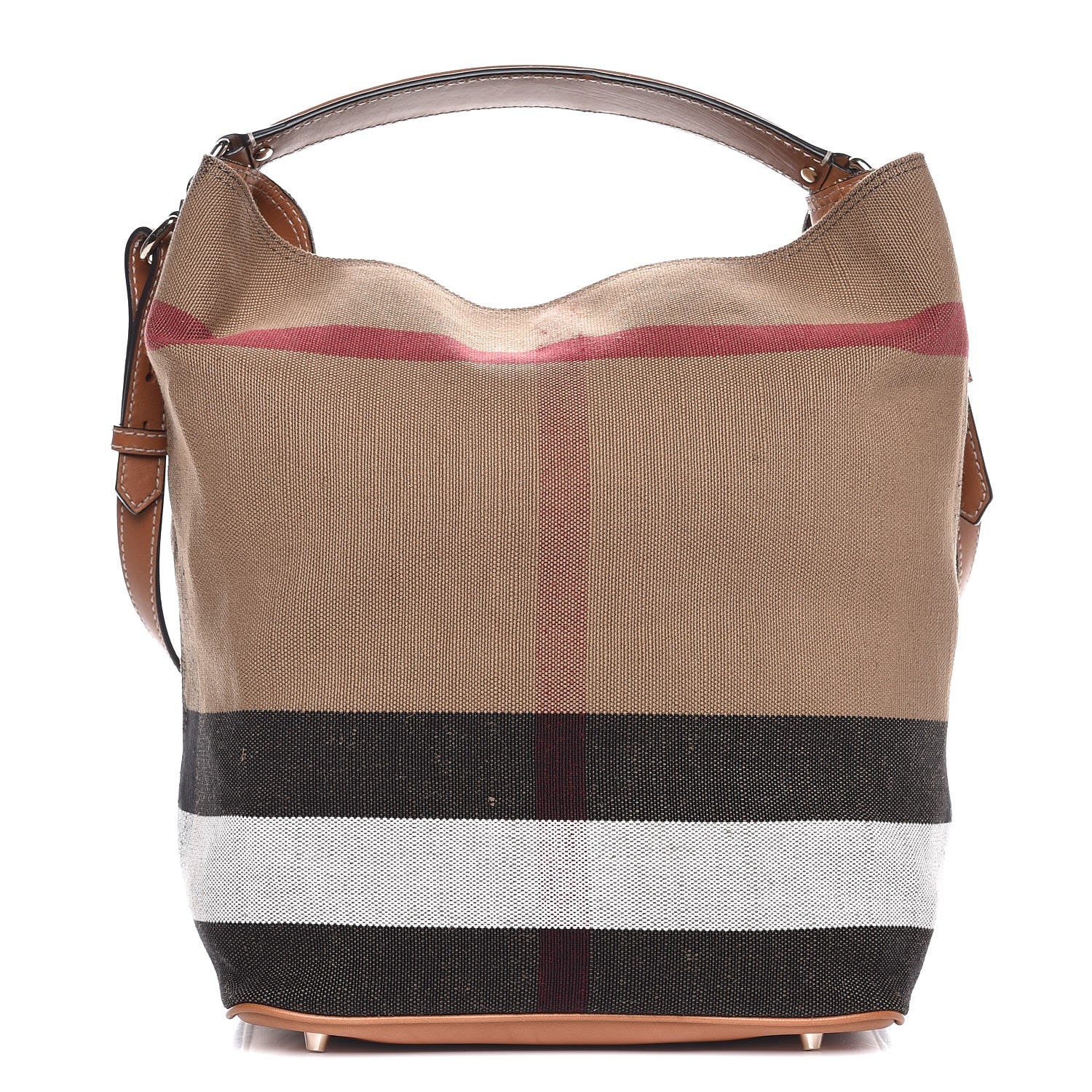 Burberry Canvas Mega Check Medium Ashby Hobo Saddle Brown 1 of 7