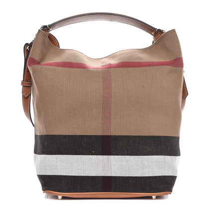 Burberry Canvas Mega Check Medium Ashby Hobo Saddle Brown 1 of 7