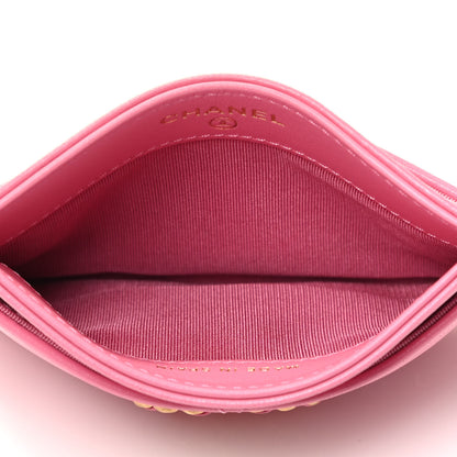 Chanel Lambskin Quilted Chanel 19 Card Holder Dark Pink 3 of 3
