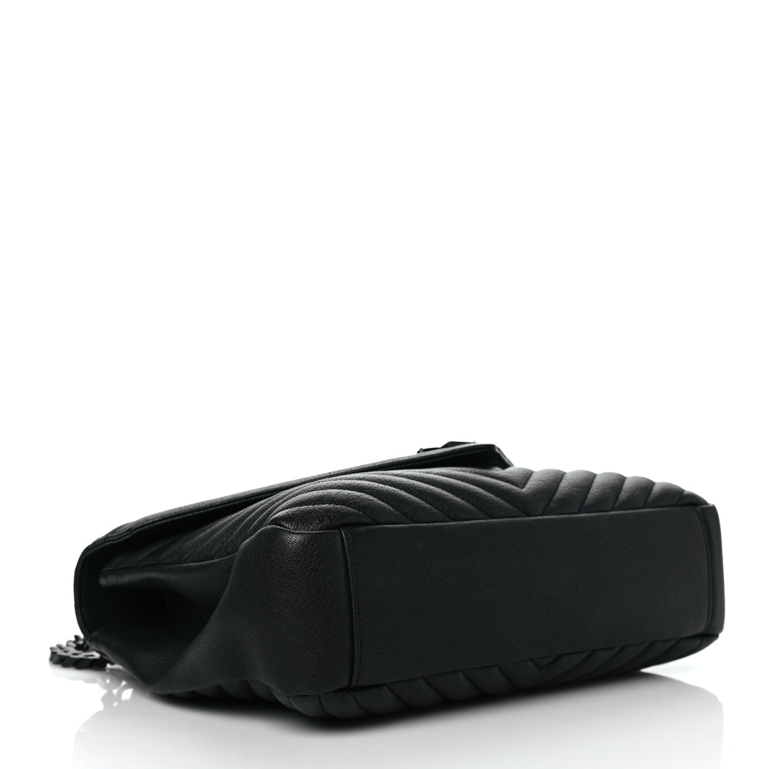 Saint Laurent Sheepskin Matelasse Chevron Monogram Monochrome Large College Satchel Black 4 of 10