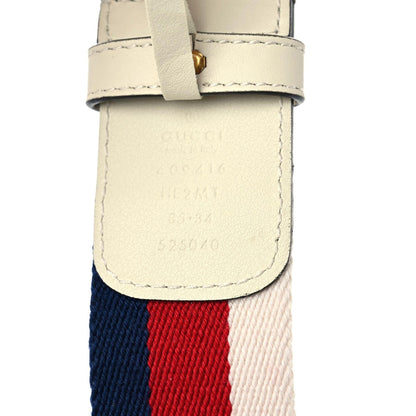 Gucci Nylon Calfskin Sylvie Web Double G 40mm Belt 85 34 Mystic White Hibiscus Red Maritime 3 of 7