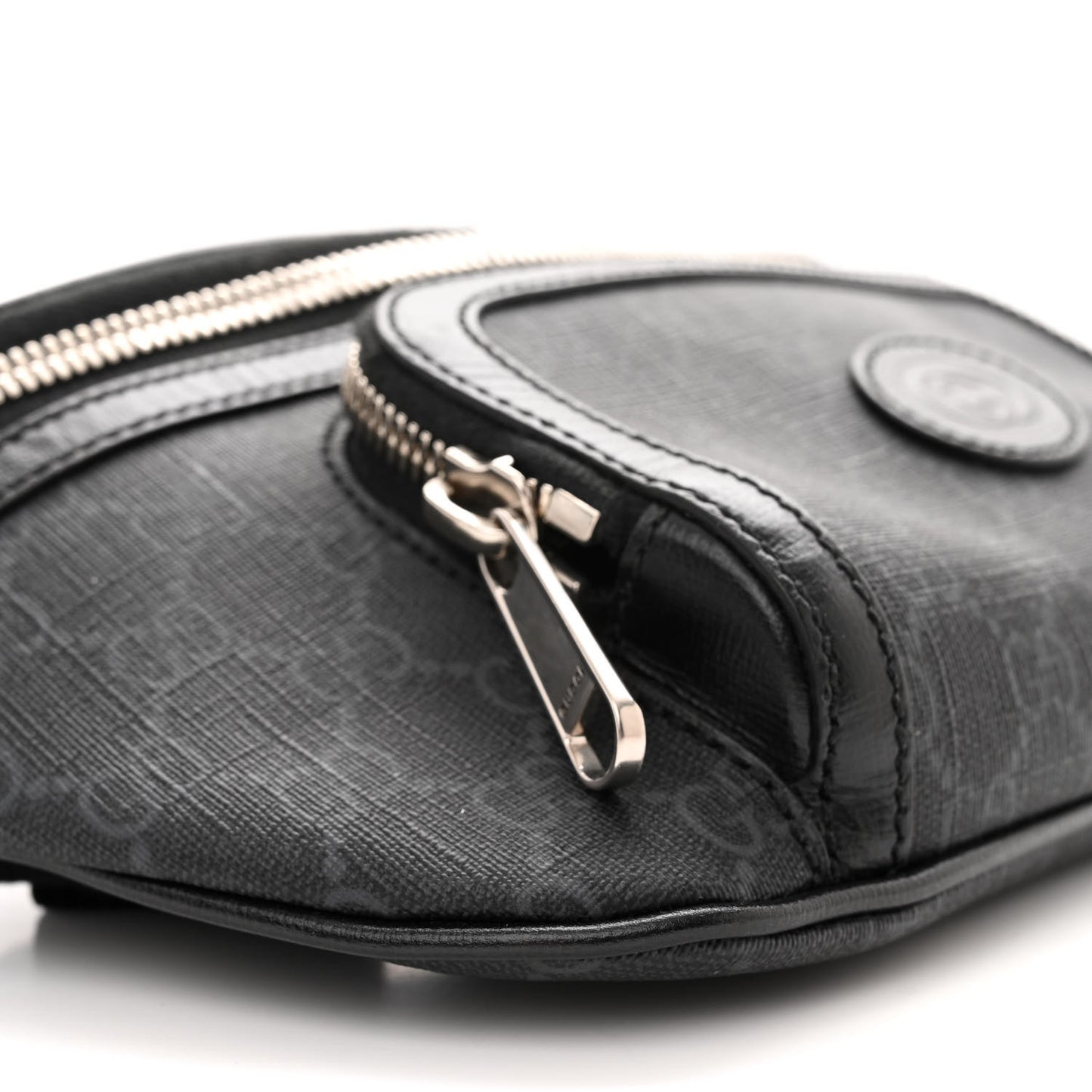 GG Supreme Monogram Textured Calfskin Retro Interlocking G Belt Bag Black